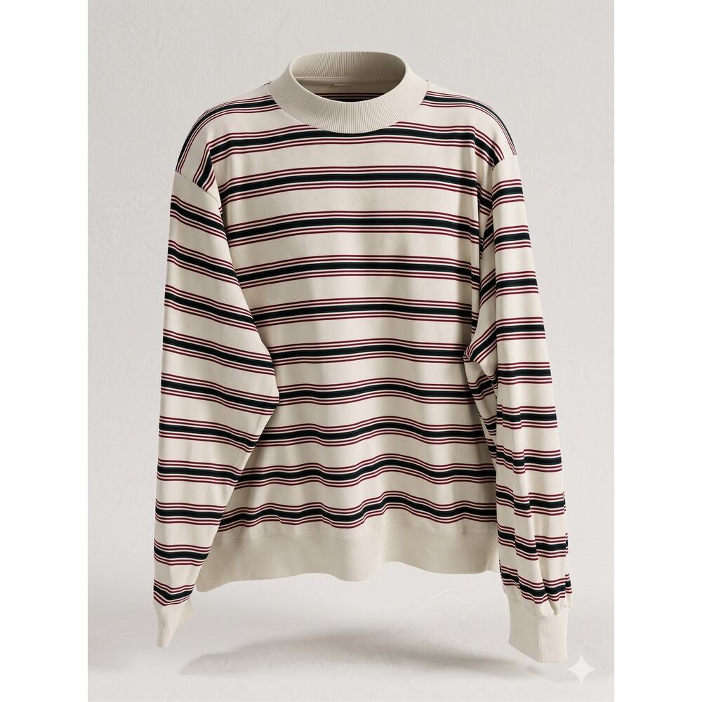 Cream Striped Cowl-Neck Sweater - Casual Women's Cowl & Turtleneck